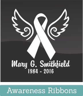 Get a personalized Loving Memorial car window Ribbon decal to remember your loved one